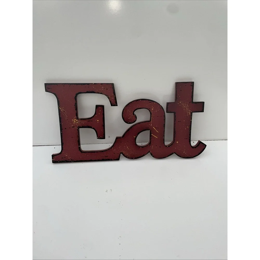Red Eat Wood Wall Decor Hanging Sign Chic MDF Wood Kitchen Decoration Bar Gifts
